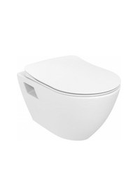 Resim Creavit Gr5001-tp329 Kanalsız Gömme Rezervuar Seti Tam Takım Yavaş Kapanır Kapak - Mat Buton Beyaz 