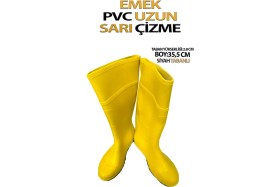 Resim Emek Pvc Uzun Çizme Sarı Tabanı Siyah 43 Numara 
