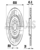 Resim BRAXIS ÖN FREN AYNASI (DİSKİ) DOBLO III FIAT 500 COMBO 1.3D/1.4/1.6D (305x2 MM 5 BİJON) 