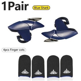 Resim Sunshine022 Blue Shark Oyun Kumandası Pubg Mobile İçin 4 Parmak Eldivenli Hassas Tetik 