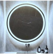 Resim Nuun Dekor 80cm Beyaz Ledli Kumlamalı Banyo Aynası. - Trafolu Beyaz 