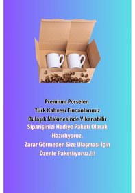 Resim Sevgililer Günü Kalpli Love Baskılı 2 Li Türk Kahvesi Fincanı Hediye Seti Beyaz 