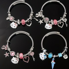 Resim 1 Adet Hello Kitty Kedi Moda Bileklik Kadınlar için - Bayanlar KT Kedi Moda Bilezik Açık Bangle 