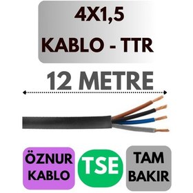 Resim Öznur 4x1,5 Ttr Kablo Metre Seçenekli Siyah - 12 Metre 