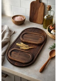 Resim Fam Wood Art Ahşap Dekoratif Çerezlik, Şekerlik, Kahvelik %100 Çam Ağacı Kahverengi 