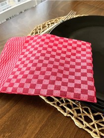 Resim 2 Adet Kırmızı 40x60cm Ekose Desen, Alman Peçetesi, Mutfak Havlusu, Kurulama Havlusu, Mutfak Havlusu Çok Renkli 