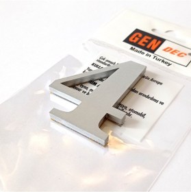 Resim Gendec Kapı Numarası 8Cm No:4 Metalik Gri Kendinden Yapışkanlı Nu 