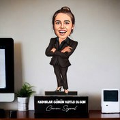 Resim Başarı Abidesi Çalışan Kadın Karikatürlü Biblo 
