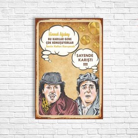 Resim Trend Poster Yeşilçam Metin Akpınar Zeki Alasya Retro Ahşap Poster 