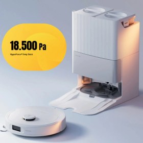 Resim Roborock 75°c Sıcak Su ile Kendini Yıkama Boşaltma Akıllı Robot Süpürge 18500PA Emiş Gücü Otomatik Toz Boşaltma Lidar Navigasyon Döner Mop 180DK Çalışma Beyaz 