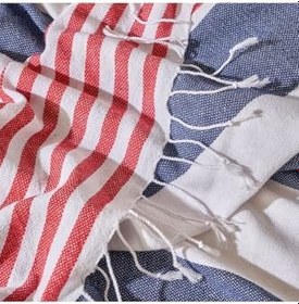 Resim %100 Pamuk Marine Peştamal Kırmızı-Lacivert (95x180 cm) 