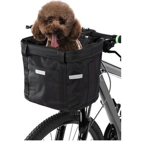 Resim Bisiklet Ön Sepeti, Alüminyum Çerçeve, Çekmeceli Kapatma, Çok Amaçlı Taşıma, Evcil Hayvan/alışveriş, Kol Çubuğu Montajlı, 34x24x24.5cm, Siyah Siyah Siyah 