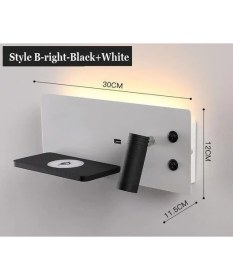 Resim USB Şarj ve Kablosuz Şarjlı Yeni Nesil Modern Yatak Başı Armatürü 7 + 3 Watt Ledli Oynar Başlı Aplik 