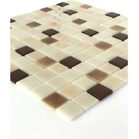 Resim Orient Mutfak,banyo ve Havuz Için Krem Kahverengi 25X25 Cam Mozaik ( 1 Koli = 10 Karo File = 1 m2 Fiyatıdır ) 