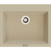 Resim Polex Cristalüx Granit Evye P-X60 Bej Tezgah Altı Ve Tezgah Üstü Kare Mutfak Evyesi 60x50 CM 