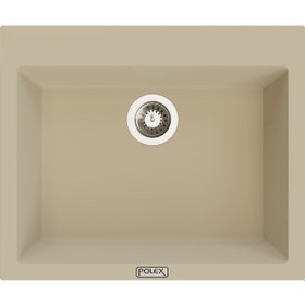 Resim Polex Cristalüx Granit Evye P-X60 Bej Tezgah Altı Ve Tezgah Üstü Kare Mutfak Evyesi 60x50 CM 