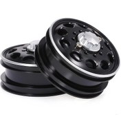 Resim Kosona 2 Adet 1/14 Tamiya Rc Kamyon İçin Siyah Alüminyum 10 Delikli Ön Jant 