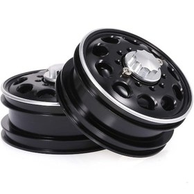Resim Kosona 2 Adet 1/14 Tamiya Rc Kamyon İçin Siyah Alüminyum 10 Delikli Ön Jant 