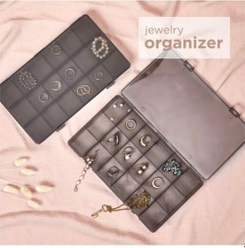 Resim Bayev Füme 2 Adet 18 Bölmeli Kolye Yüzük Kapaklı Takı Kutusu Dikiş Kutusu Organizer Düzenleyici Kutu 