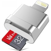 Resim Mikrodrive 8pin - Tf Kart Adaptör Mini İphone Uyumlu Ve İpad Uyumlu Tf Kart Okuyucu Gümüş , Boyut:kart Okuyucusu 
