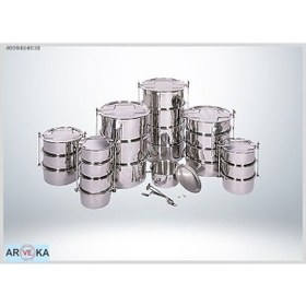 Resim 28X14 Cm 4 Gözlü Çelik Sefer Tası-26 Kişilik Çok Renkli 