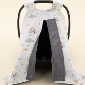 Resim Puset Örtüsü - Çift Taraflı - Antrasit Waffle - Yeşil Gökkuşağı 