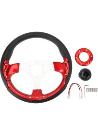 Resim Creatorally 13IN Araba Direksiyon Pu Şık Görünüm Darbeye Dalı Gelişmiş Kavrama Konfor Kolay Kurulum Yarış Direksiyon Araç Kırmızı (Yurt Dışından) 