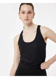 Resim Koton U Yaka Kolsuz Slim Fit İnterlok Sporcu Atleti Siyah 5sak30079nk Siyah 