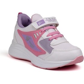 Resim Kız Çocuk Beyaz Pembe Cırtlı Bağcıklı Sneaker Günlük Rahat Spor Ayakkabı Pembe 