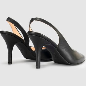 Resim Cabani Siyah Süet Hakiki Deri Slingback Stiletto Kadın Ayakkabı 