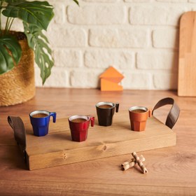 Resim Paşabahçe Casablanca 4'lü Metalik Espresso Fincan Seti - 70 ml 
