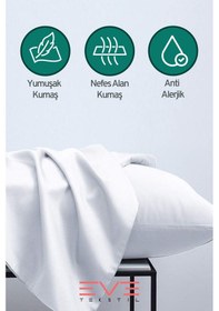 Resim 2 Adet Ranforce Düz Pamuk Antibakteriyel Yıkanabilir Lüks Yastık Kılıfı 50x70cm Beyaz 