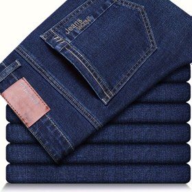 Resim Erkek İş Düz Kot Pantolon, Erkek Klasik Tasarım Mavi Kot Pantolon, Günlük Kullanım İçin Uygun 