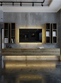 Resim Resital Ledli Duvara Monte Tv Sehpası - Ceviz - W6005-2 Çok Renkli 