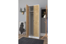 Resim Remaks Fuga 2 Kapaklı Elbise Dolabı - Beyaz Gövde Meşe Kapak 