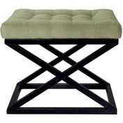 Resim Evodeko Siyah Çapraz Ayaklı Açık Yeşil Puf 