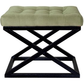 Resim Evodeko Siyah Çapraz Ayaklı Açık Yeşil Puf 