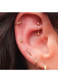 Resim 8 Mm Cerrahi Çelik Gold Renkli İki Ucu Top Piercing Tragus Helix Renkli 