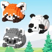 Resim DIY Hayvan Serisi Yapı Taşları, Panda Rakun Yapı Taşları, Noel Cadılar Bayramı Şükran Günü Hediyeleri 