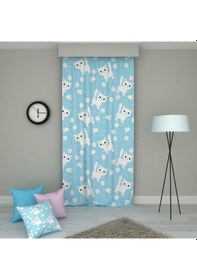 Resim PAREDORA Mavi Kedi Fare Tek Kanat Fon Perde 