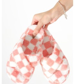 Resim Tonny Black Kroko Desenli Çapraz Peluş Kadın Pembe Ev Terliği Tbtbr010 Pembe 