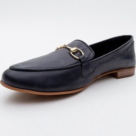 Resim Luvi Shoes Trexıe Lacivert Cilt Hakiki Deri Tokalı Kadın Loafer Ayakkabı Lacivert 