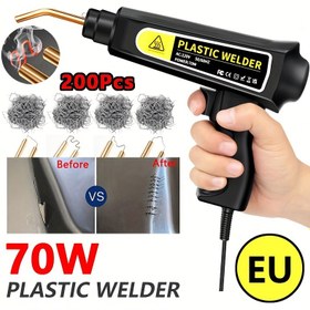 Resim BESPER 70W PVC Plastik Kaynak Tabancası, 200 adet Dikişli - Otomatik Tampon ve Kapı Tamir Kaynak Aracı Seti, Taşınabilir Çatlak Tamir Demir, AB Fişi, Kendin Yap Tamirleri İçin İdeal 