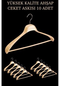 Resim 10Adet Yüksek Kalite 44 CM Ahşap Askı Ceket Askısı Takım Elbise A Ahşap 