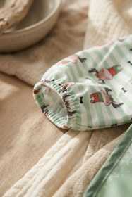 Resim Bebechi Milo Geyik Figürlü Su Geçirmez Kollu Bebek Beslenme Ve Etkinlik Önlüğü - Yeşil Leke Tutmaz Blw Mama 
