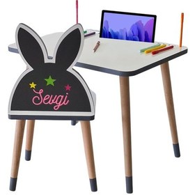 Resim Liva Ahşap Çocuk Çalışma Masa Sandalye Takımı Siyah 