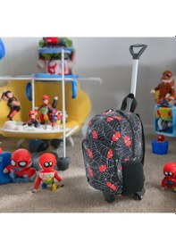 Resim Çocuk Anaokulu Kreş Çekcekli Çanta 2 Bölmeli Suluklu Spiderman 