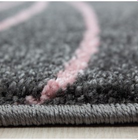 Resim Yuvarlak Soft Yumuşak Çocuk Odası Halısı Kuyruklu Yıldız Desenli Gri Beyaz Pembe Pembe 