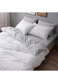 Resim Tek Kişilik Nevresim Takımı 160x220cm 2 Yastık Kılıfı Lastikli Çarşaflı 120x200+30 Beyaz 