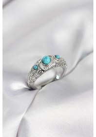 Resim Vintage Model Mavi Taşlı Gümüş Renk Kadın Yüzük Karışık 